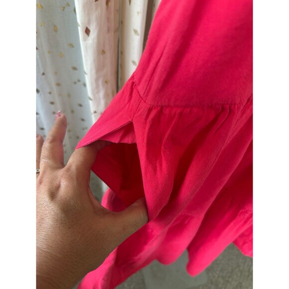 Antonio Melani Linen Blend V-Neckline Cap Flutter Sleeves Tiered A-Line Dress XL - Picture 3 of 6